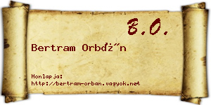 Bertram Orbán névjegykártya